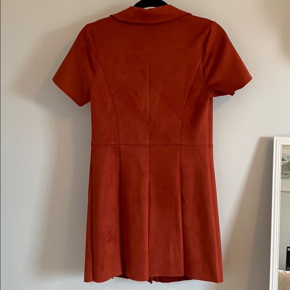 Burnt Orange velvet dress with collar - Picture 4 of 5